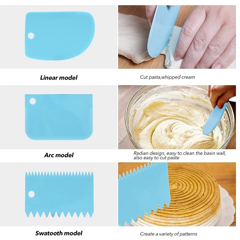 Angled Icing Spatula Set and 3 Packs Cake Scrapers Smoother, Stainless Steel Offset Spatulas Cake Frosting Spatula