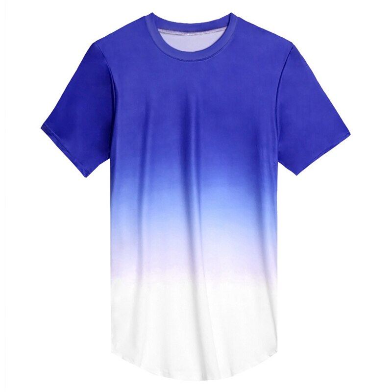 T-shirt met kleurverloop voor heren, snelle compressie, ademend, korte mouwen, fitness-t-shirt voor sportscholen, strak, casual top: Zwart / M