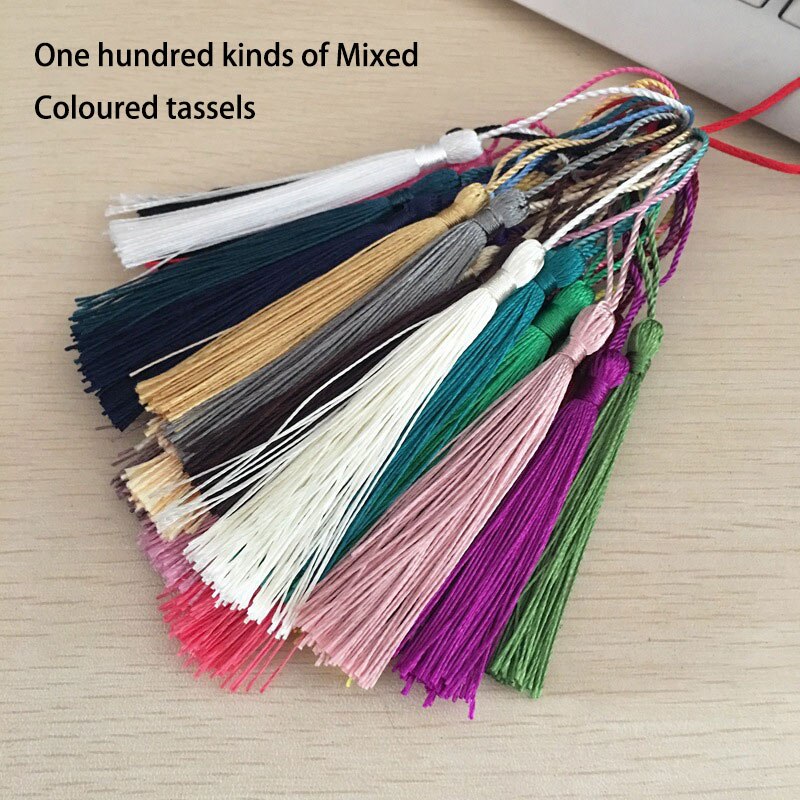 100pcs/lot 8cm Vertical Tassel Fringe Pendant DIY Party Hanging Ring Cords Tassel Curtain Home Decoration Tassel Lace: 31 Mixed color100pcs