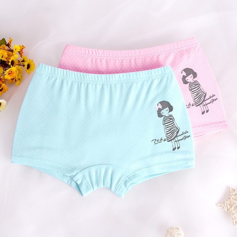 2 stuks/partij cartoon meisjes ondergoed ademend katoen materiaal kindermeisjes ondergoed voor baby's onderbroeken kinderkleding 2pc een set: Roze -1 / 6