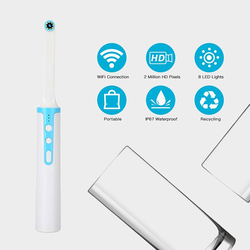 Wifi draadloze camera volledige  hd 1080p endoscopen 8 stuks led-lichtinspectie voor tandarts mond realtime video android ios tandheelkundige instrumenten