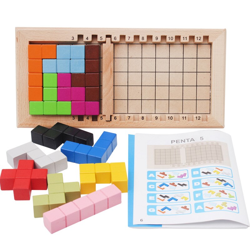 Kleurrijke Houten Fun Tetris Puzzel Speelgoed Voor Kinderen Voorschoolse Magination Intelligentie Verbeelding Onderwijs Speelgoed Kinderen