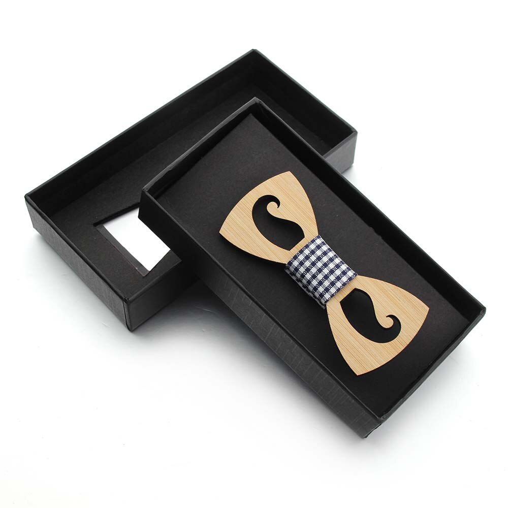 ¡Oferta! Pajarita de bambú Natural de bambú respetuosa con el medio ambiente pajarita de madera de para padres e hijos bigote hueco: Children with Box