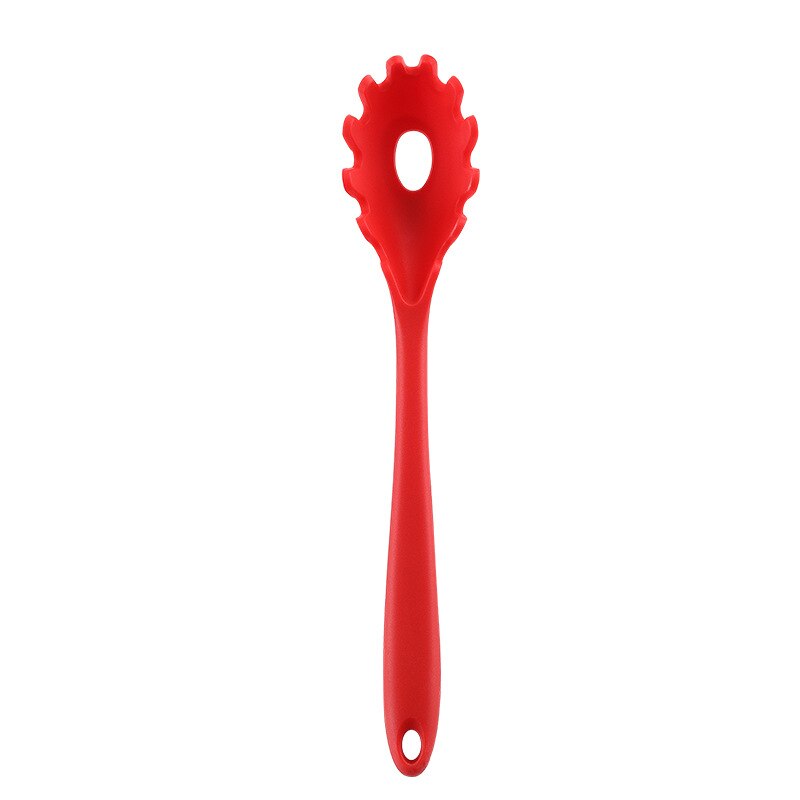 Silicone Spatula Turner Slotted spoon Ladle Spoon Spoon Spatula Spooula Spatula Basting brush Food Tongs Silicone Kitchenware: Red Pasta Fork