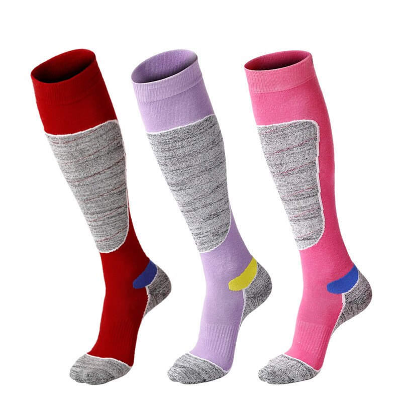 Women Outdoor Athletic Wear Skiing Socks Under Knee High Sports Socks Snowboarding Hiking Socks Thick Cotton Thermal Gym Socks