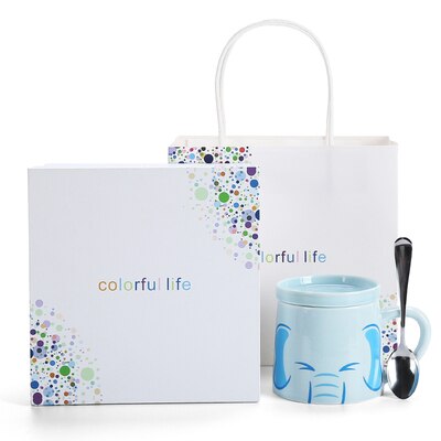 Cartoon grappige schattige keramische koffie thee kopje met deksel lepel mok koffie melk mok kind ontbijt student havermout kopje: 03 stijl