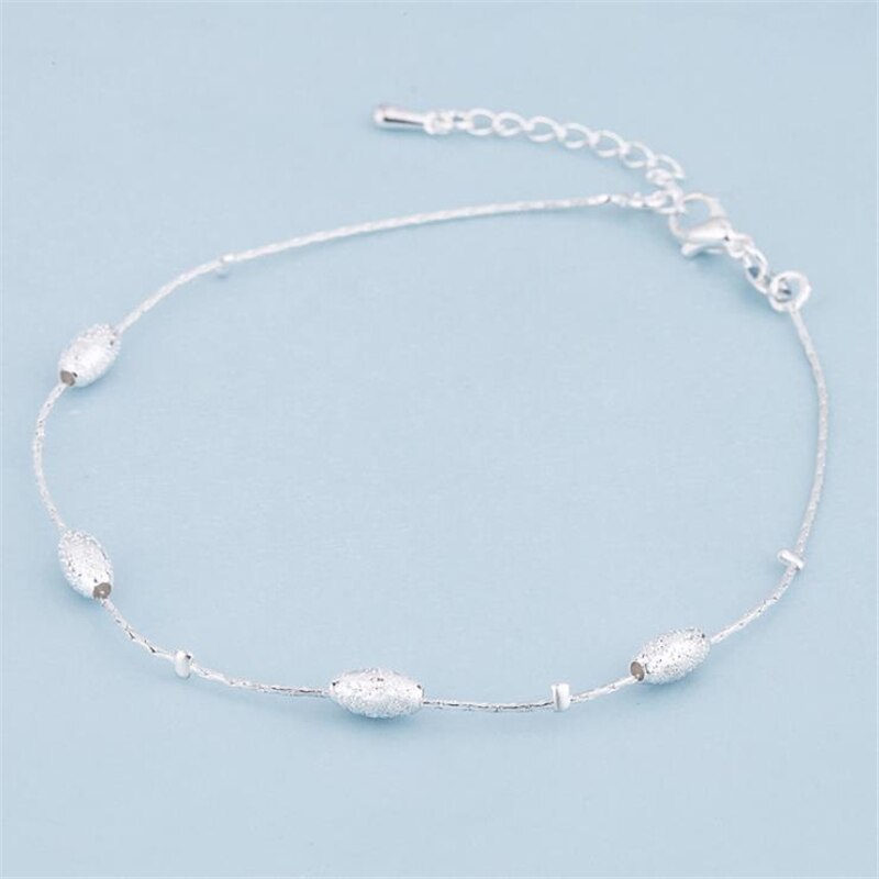 Kofsac Trendy 925 Sterling Zilveren Enkelbanden Voor Vrouwen Olijf Kralen Meisje Barefoot Beach Sandal Foot Chain Armbanden Sieraden