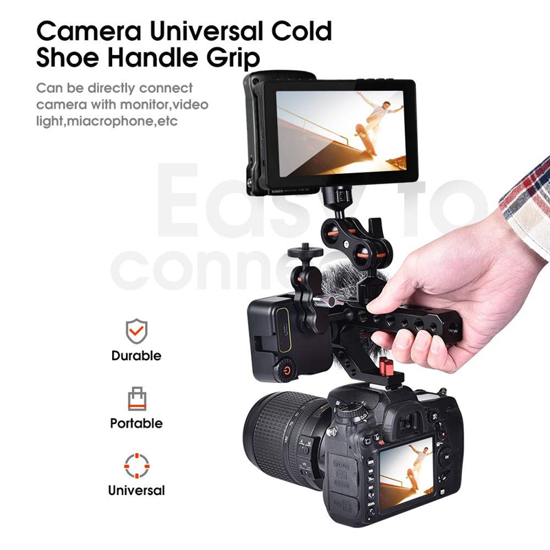 Jabs Universele Dslr Camera Rig Hand Grip Camera Top Koude Schoen Mount 1/4 Inch &amp; 3/8 Inch Gaten Aluminium camera Handvat