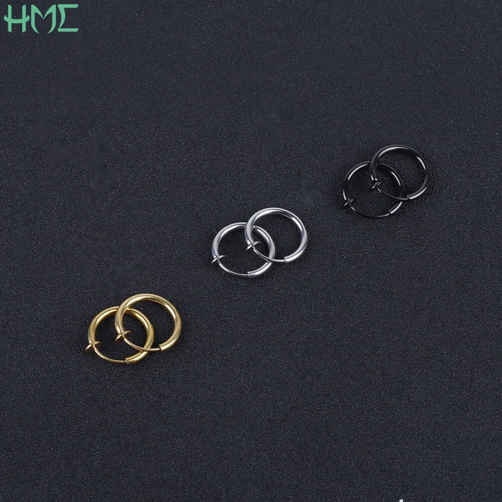 1pc KEIN Piercing Loch Ohr Clip Ringe Gold Farbe Titan Edelstahl Runde Ohrringe für Frauen Männer Männlichen Punk schmerzlos Brincos