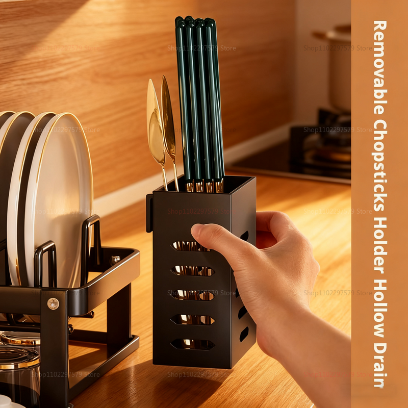 Dubbellaags schoteldroogrek Keukenorganizer met beker en komopslag Meerlaags afdruiprek voor aanrecht en keuken