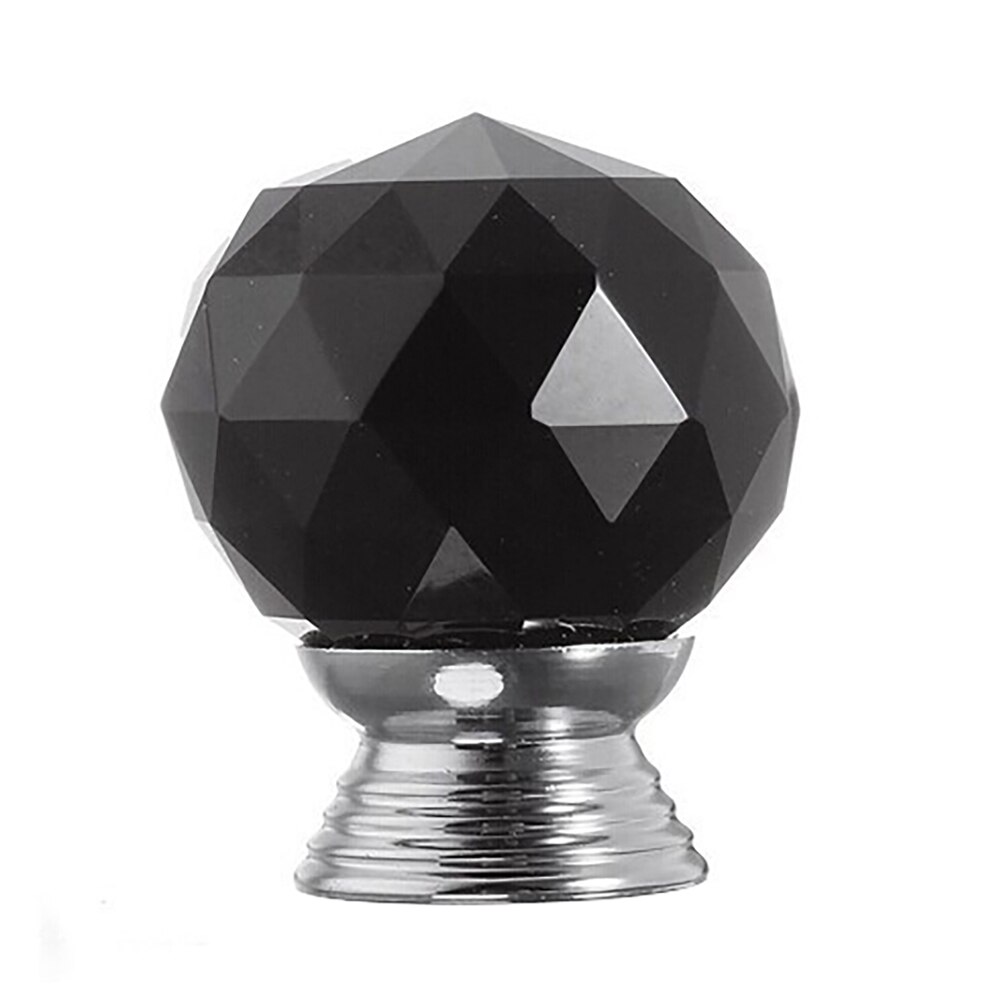20mm enkele gaten glazen bolgreep meubelgreep dressoirknoppen kristallen kastgreep voor meubelbolgreep: Zwart