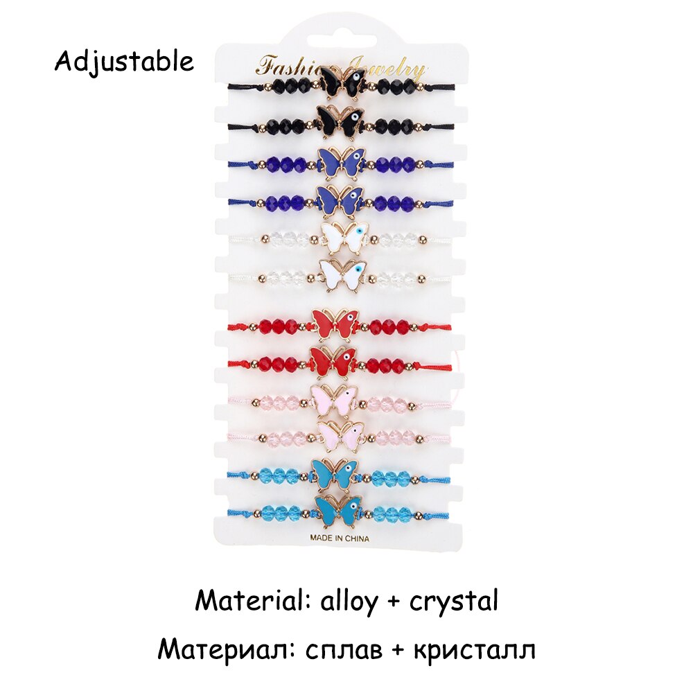 Frauen Männer 12 teile/satz Schmetterling Reize Samen Perlen Armbinde Einstellbar Seil Kette Fußkettchen Mädchen freundlicher Schmuck