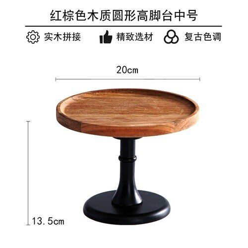 Wooden Cake Tool Set Dessert Pastry Display Stand Glass Cover Party Decoration Tall Cake Tray Home Decoration: E