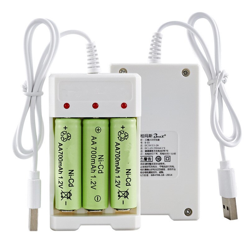 Usb-ladegerät mit 3 steckplätzen, /4 steckplätze für aa/aaa-akkus, unabhängiges dc-ladegerät für lithium-akkus, universeller usb-geräteladeadapter