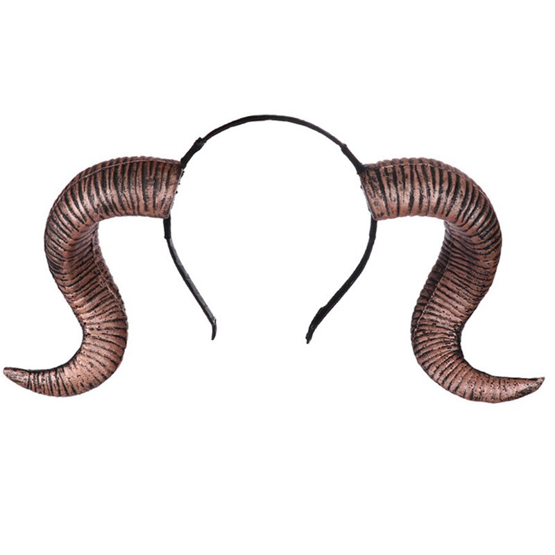 Einzelhandel Neue Halloween Kopfschmuck Brennen Mann Festival Cosplay Partei PU Schaum Ziege Teufel Hörner Stirnband: Braun