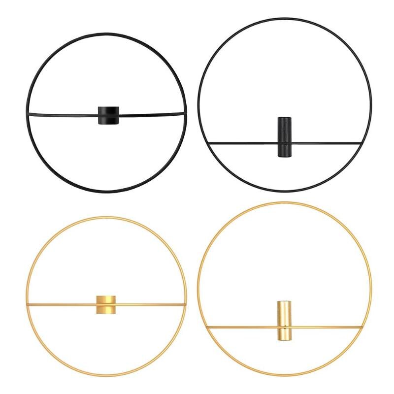 Metal Geometry Round Candlestick Tealight Candle Holder Home Wall Ornaments Decoration Europe 3D Candlestick