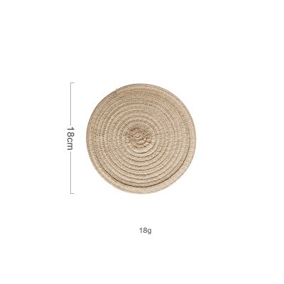 6pcs/set Round Ramie Insulation Pad Solid Placemats Linen Non Slip Table Mat Mats Kitchen Accessories Decoration Home Coaster: 18cm Coffee
