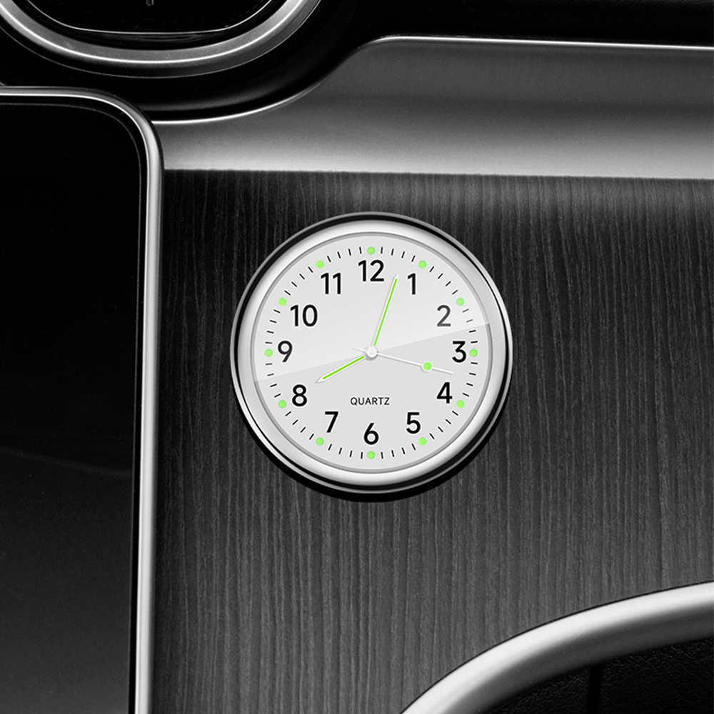 Car Clock Luminous Automobiles Internal Stick-On Mini Digital Watch Mechanics Quartz Clocks Auto Ornament Car Accessories: Brown