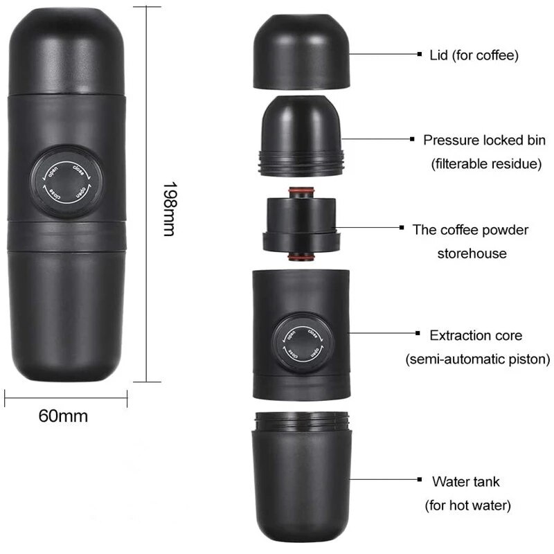 Portable Coffee Maker Manual Espresso Coffee Machine Mini Pressure Handheld Coffee Maker For Home Traveller