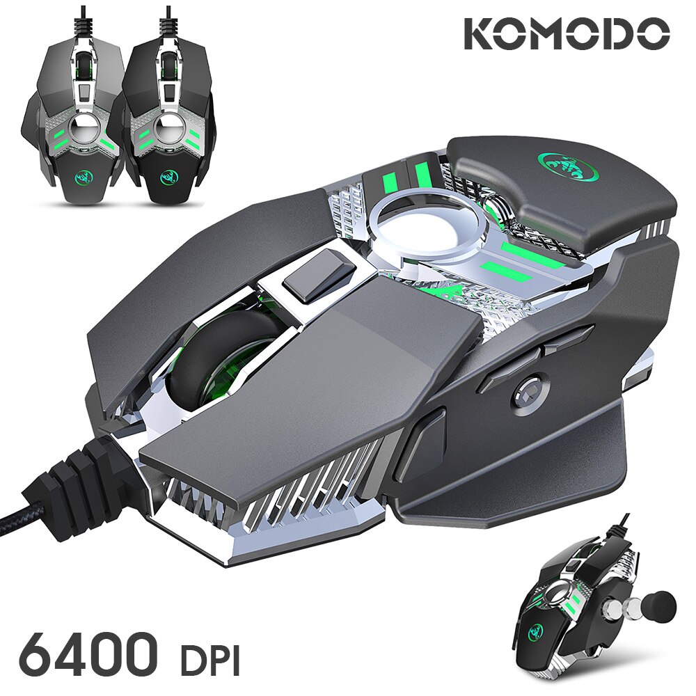 Wired Gaming Mouse Aluminum Computer mice Gaming RGB Mouse Gamer Ergonomic Mouse 7 Button 6400DPI LED Silent Game Mice For PC La