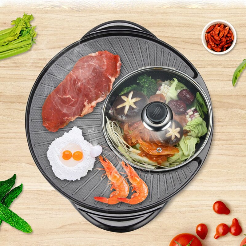 One-piece Pot Household Multi-function Electric Pot Electric Barbecue Grill Barbecue Machine Frying Electric Pot