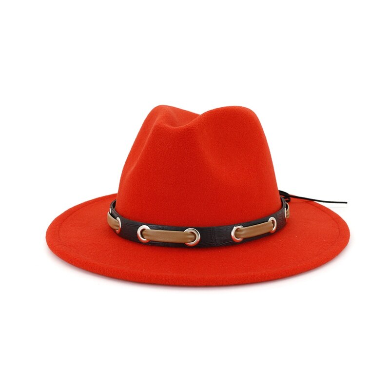 Belt Autumn Winter Adjustable Women Red Felt Hat Casual Tide Solid Color Simple Korean Version Adult Cap Jazz Hat: 14