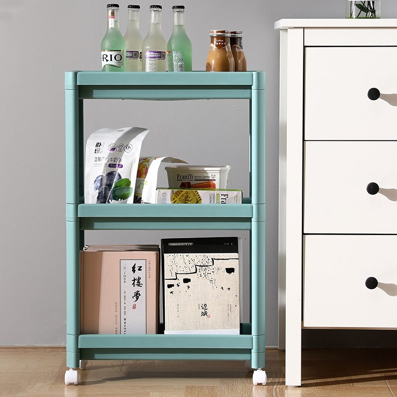 2/3/4 Tier Storage Shelf Plastic Subdries Rack Interspace Storage Racks Refrigerator Space Rack with Roller for Kitchen Bathroom