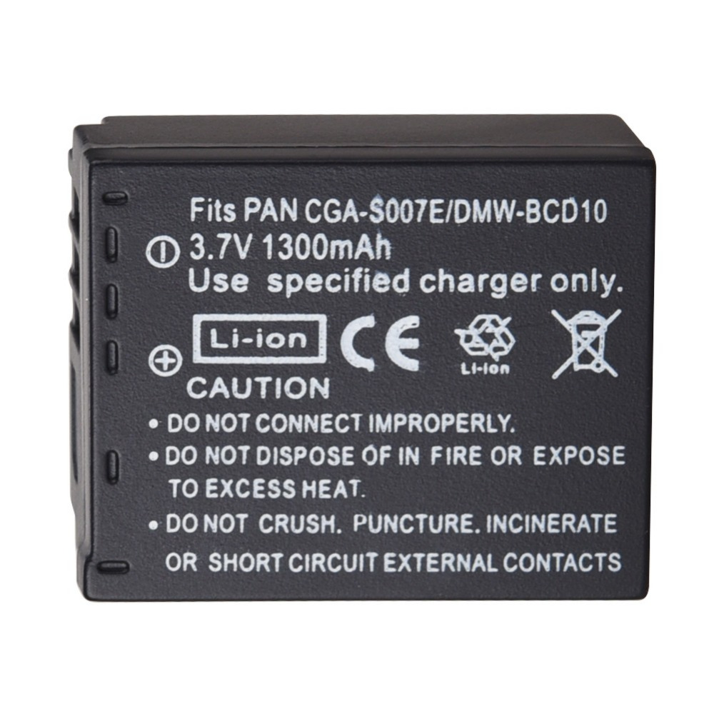 1 Pc 3.7V 1300 Mah CGA-S007 Oplaadbare Camera Batterij Voor Panasonic Dmc TZ1 TZ2 TZ3 TZ4 TZ5 TZ50 TZ15 lumix DMC-TZ15GK Batterij