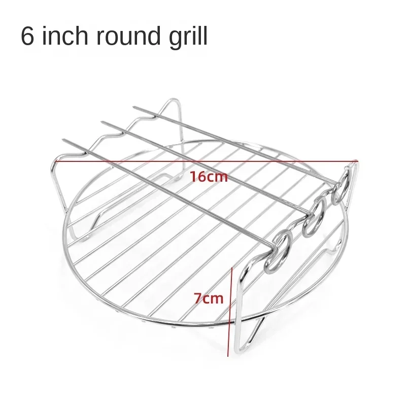 6/7/8 Inch Grill Roestvrijstalen Lucht Friteuse Stoomgrill Met Grillnet Mini Stoom Visnet Gegrilde Visrek Lucht Friteuse Accessorie: Sky Blue