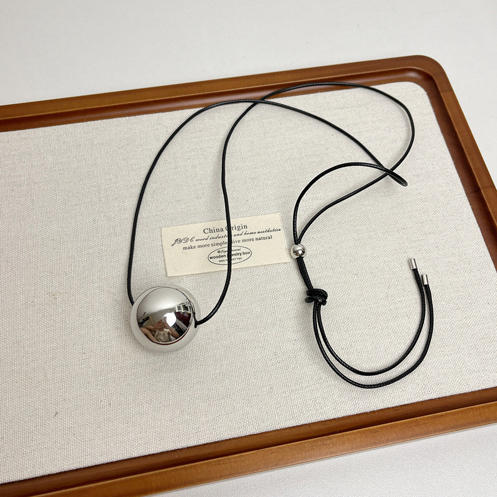 collar minimalista con colgante de bola geométrica de Metal para mujer, de cadena de suéter, accesorios de