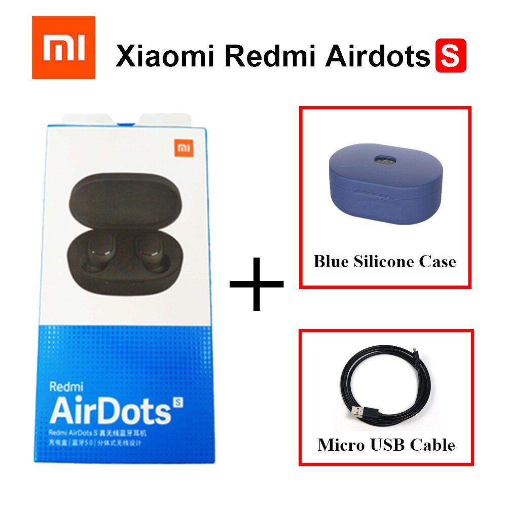 Xiaomi-auriculares Redmi Airdots S con Bluetooth 5,0, tecnología TWS, auriculares inalámbricos con Control IA y reducción de ruido: S Add USB Dark Blue