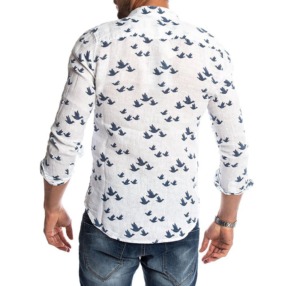 ¡Novedad! Camisas con estampado de patos informales a la para hombre, botón de otoño, cuello de corte coreano, manga larga, Negocio Social masculino