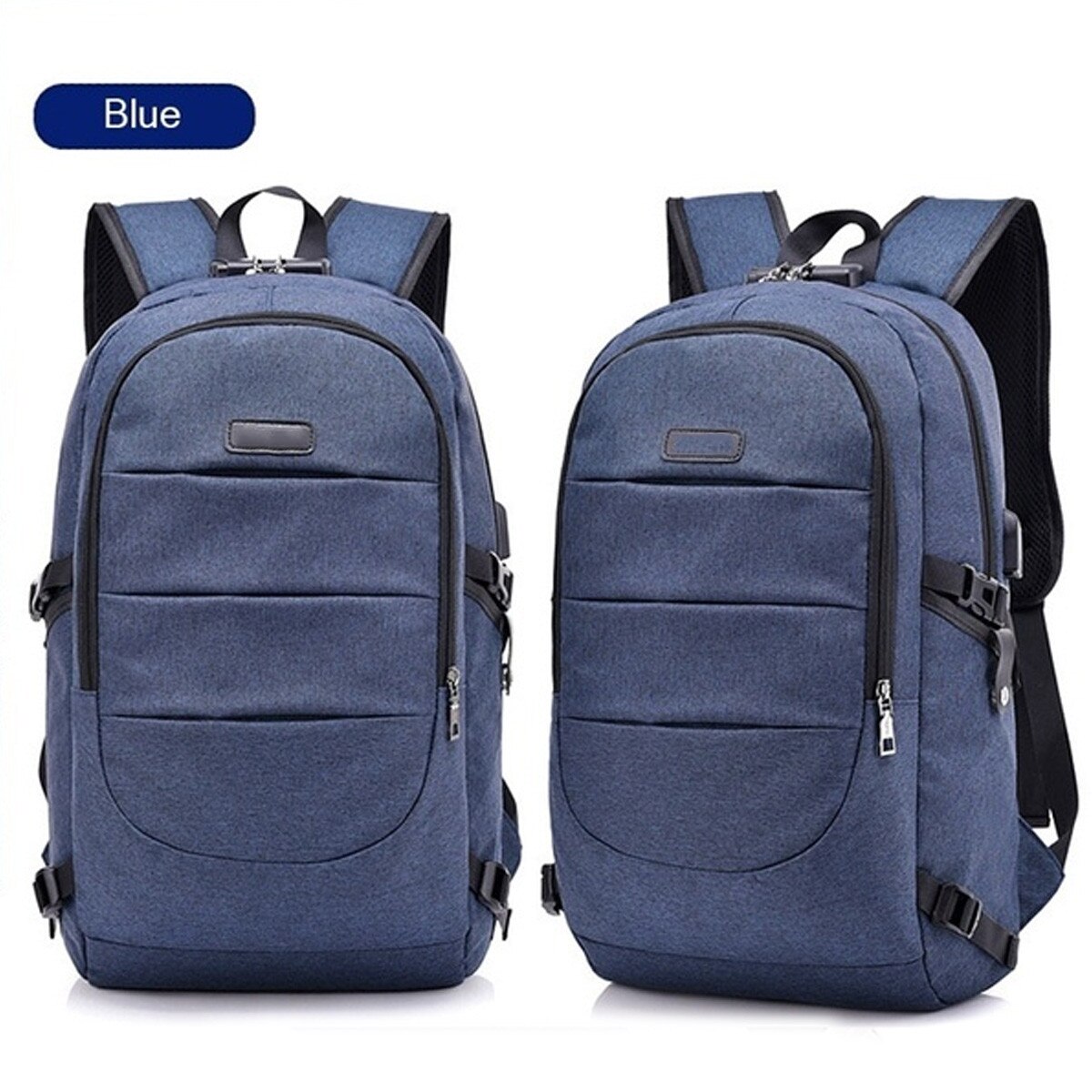 Mannen Rugzak Tas 17.3 "Laptop Notebook Mochila Grote Usb-poort Mannelijke Waterdichte Back Pack Rugzak School Rugzak Anti Diefstal: Blauw