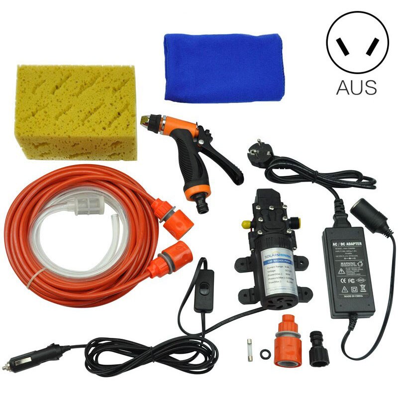 Hoge Druk zelfaanzuigende Elektrische Auto Wassen Wasmachine Machine 12 V Auto Wasmachine Pomp Cleaner + 220 12 V Adapter Pakket: AUS Set