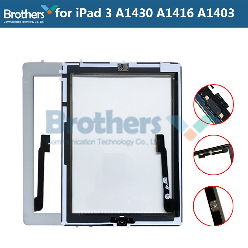 9.7 For iPad 3 A1416 A1430 A1403 Touch Screen Digitizer Sensor Glass Panel Tablet Replacement For iPad 3 Screen With Home Button