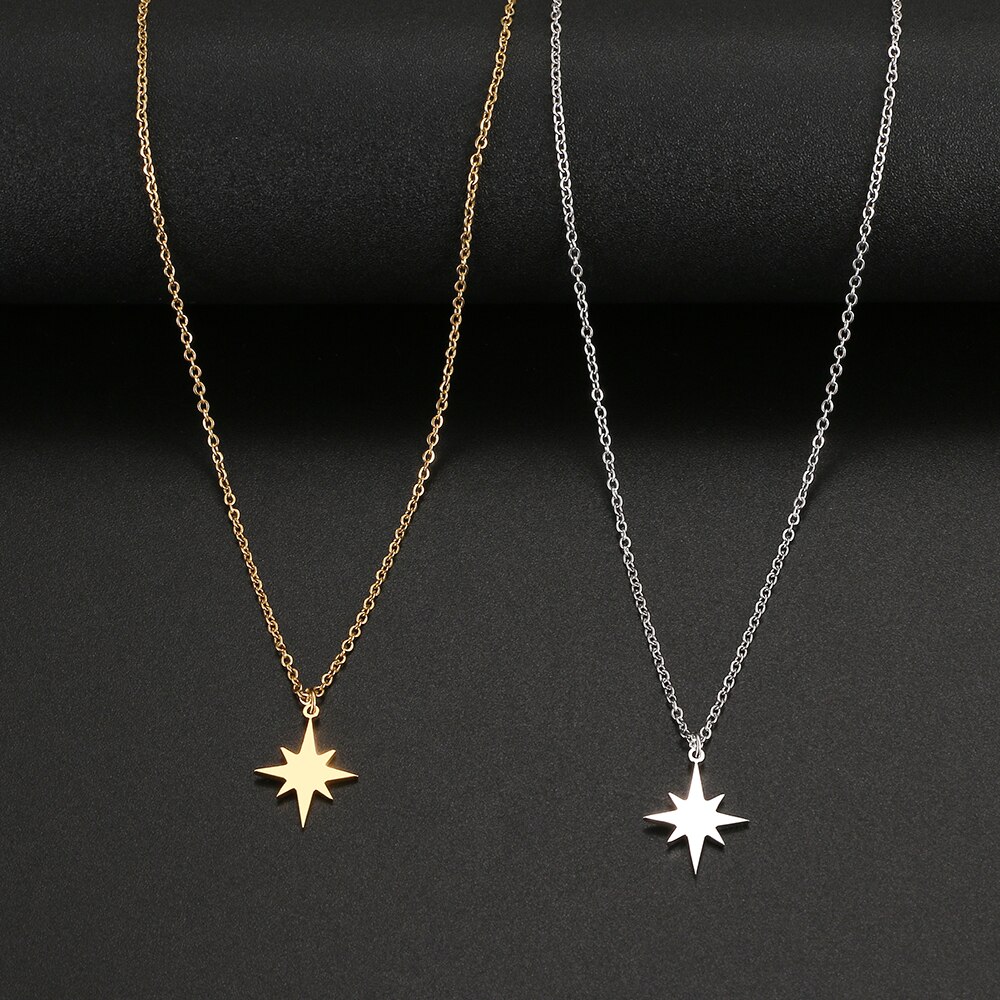 Rvs Kettingen Star Achtpuntige Ster Sleutelbeen Hanger Ketting Mode Ketting Voor Vrouwen Sieraden Party Beste