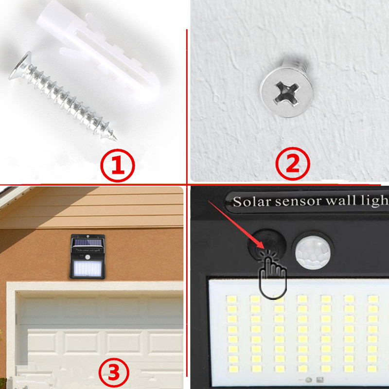 100 LED Solar Light 4 stuks Outdoor Tuin Decoratie Verlichting Waterdicht Path Solar Wandlamp PIR Motion Sensor Zonne-energie lamp
