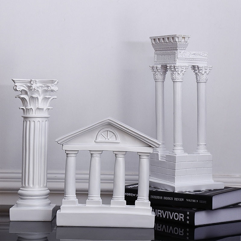 Europäische Alten Griechischen Tempel Statue Harz Antiken Gebäude Skulptur Zimmer Dekor Fengshui Ornament Hause Dekoration Zubehör