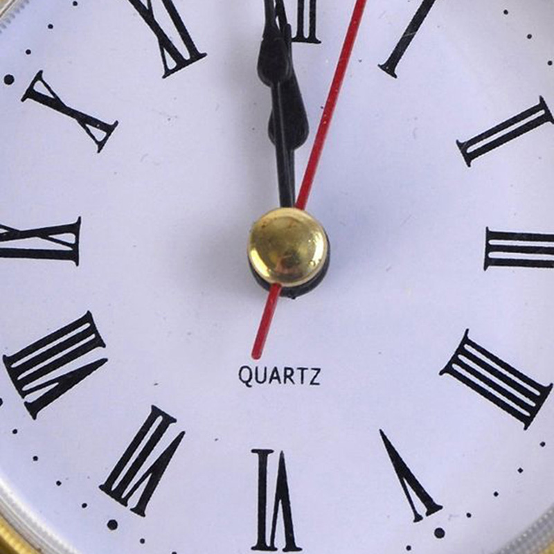 Quartz Round Clock up Insert Gold Trim Roman Numeral White Face 65mm Decorations