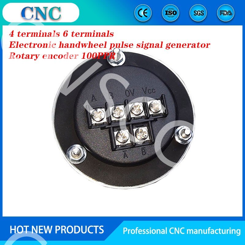 CNC pulse generator handwheel 5V 60mm 100PPR manual pulse generator handwheel rotary encoder electronic 4 terminal 6 terminal