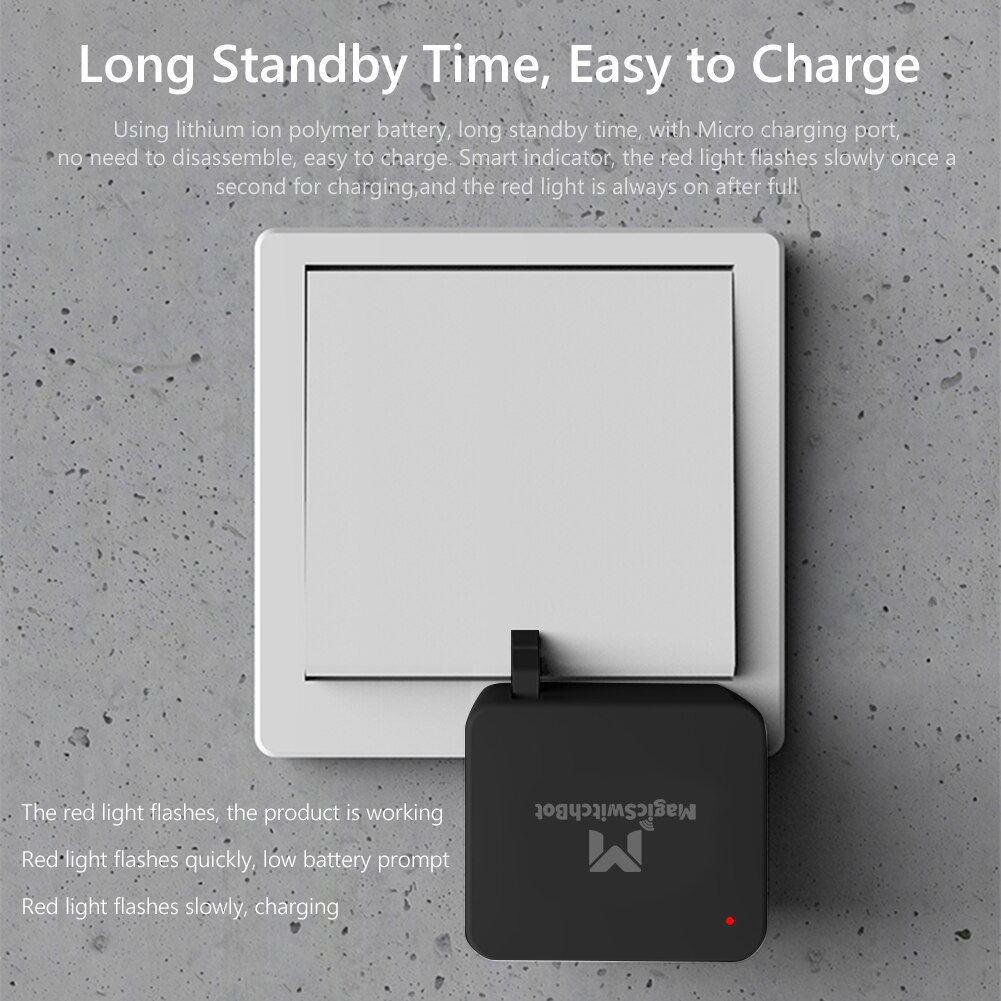 Bluetooth 5.0 Smart Button Pusher Anti-resistance Outdoor Repairing Parts for Garage Wall Light Switch App Timer Black