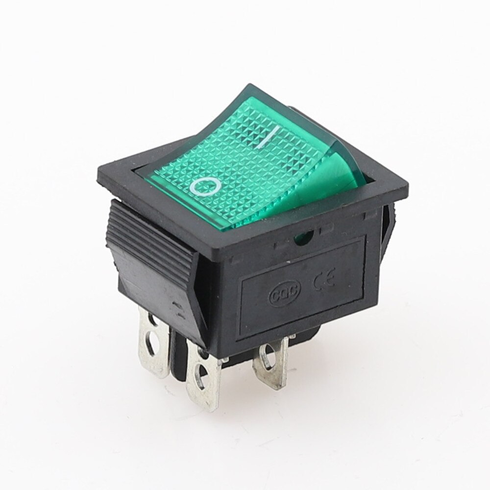 KCD4 Op-Off 16A 250VAC/20A 125VAC Rode Knop Licht Tuimelschakelaar 4 Pin Rocker Schakelaar: green