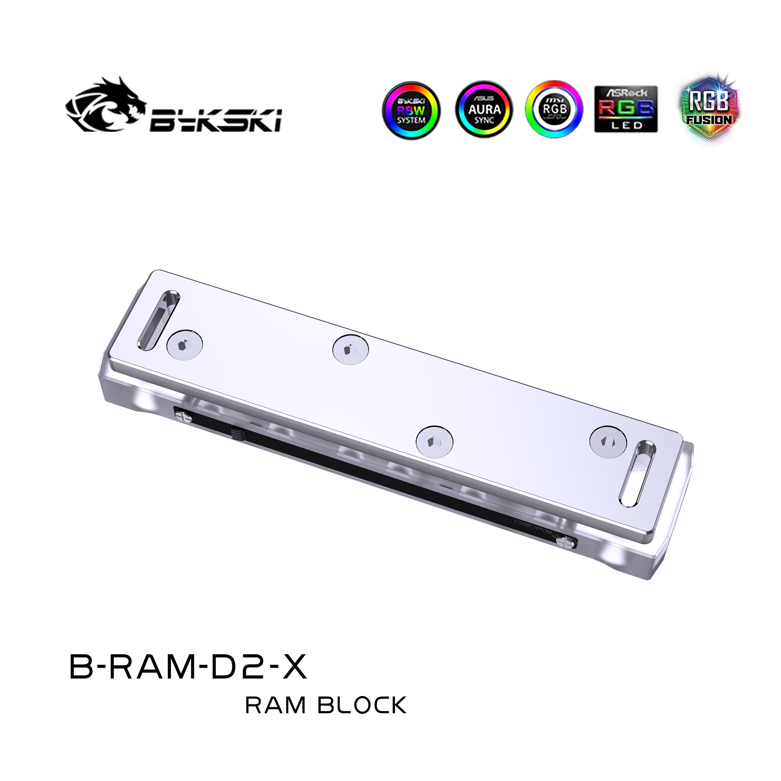 Bykski B-RAM-D2-X,RGB RAM Water Cooling Block Heatsink,Acrylic Memory Cooler Radiator Support 2 Channels 5V/12V AURA SYNC