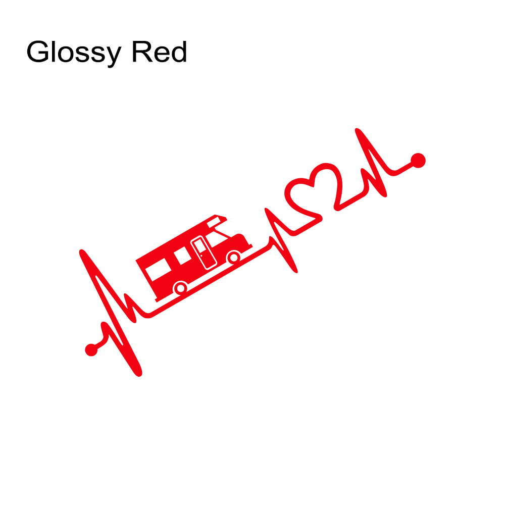 Pegatinas de vinilo de rayas para autocaravana, caja de caballos, caravana, RV, accesorios para coche, calcomanías gráficas de decoración de electrocardiograma: L / Rojo