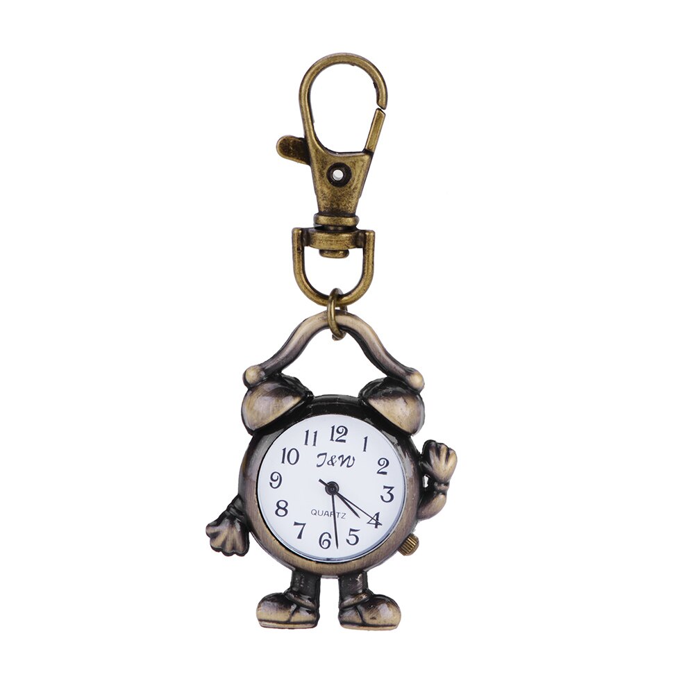 Modieuze Dames Horloge Vintage Robot Klok Quartz Horloges Zakhorloge Sleutelhanger Ketting Timer