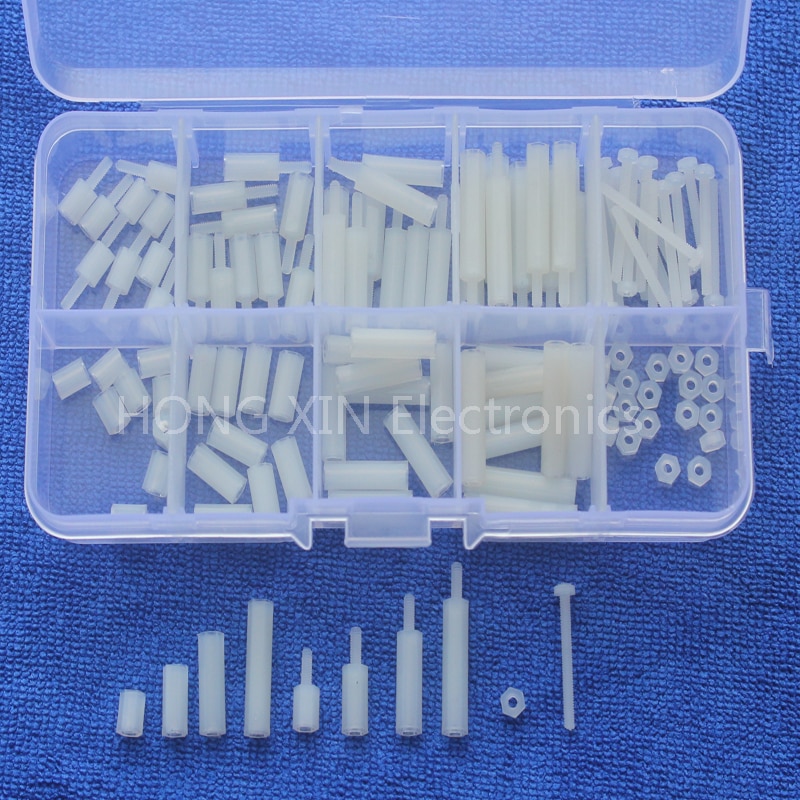 120 stks/set 6/10/15/20mm Plastic Nylon M2 Schroef Zelfsluitende Hex Spacers Schroeven Set Moeren Bouten Diverse Kits Standoff Schroeven w/box –