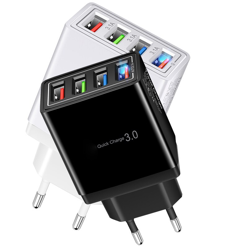 Ładowarka wieloportowa 4USB ładowarka do telefonu komórkowego ue QC 3.0 ładowarka podróżna szybka ładowarka do iPhone13 12 Xiaomi Samsung