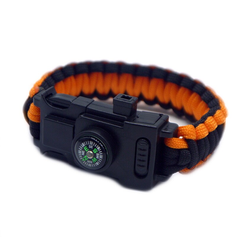 Ulkona osoitin kompassi paracord 550 tacitcal camo rannekoru kiipeily hätäranneke matkailu rannekello tyyppinen rannekoru: Oranssi musta