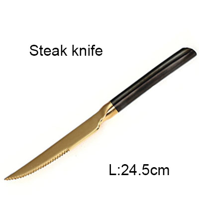 Couteau à Steak fourchette à dîner cuillères à café en acier inoxydable doré miroir polonais ensemble de couverts Restaurant salle à manger ensemble de vaisselle 1 pièces: steak knife