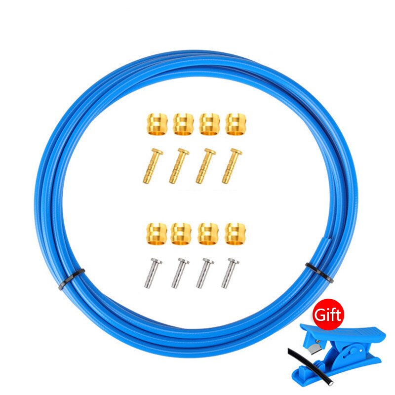 MTB 2.5m przewód hamulcowy rowerowy 5mm nylon Mountian rower tarcza hydrauliczna rura olejowa wąż rurowy BH59/BH90 igła olejowa T głowica: niebieski zestaw
